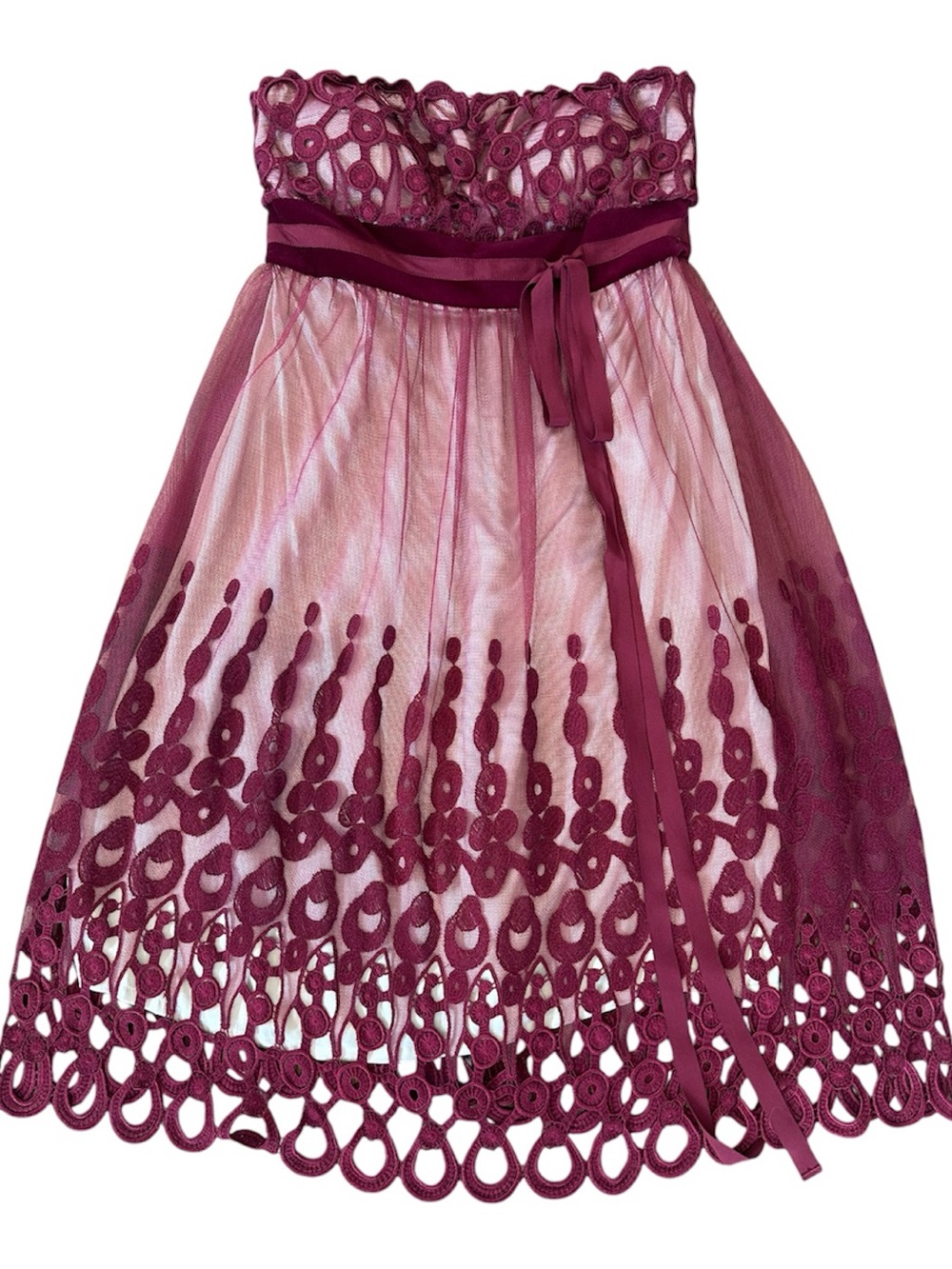 Vivienne Tame Burgundy Mesh Cocktail Dress with built in lining 10
